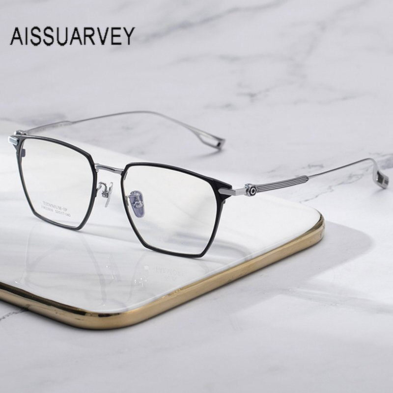 Aissuarvey Men's Full Rim Square Titanium Eyeglasses 5217145 Full Rim Aissuarvey Eyeglasses   