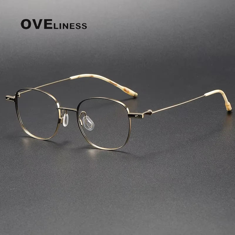 Oveliness Women's Full Rim Square Titanium Eyeglasses 40223 Full Rim Oveliness black gold  