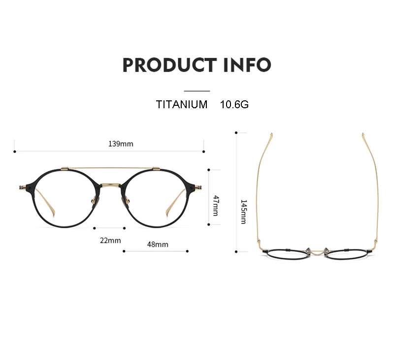 Aissuarvey Unisex Full Rim Round Double Bridge Titanium Eyeglasses 814522