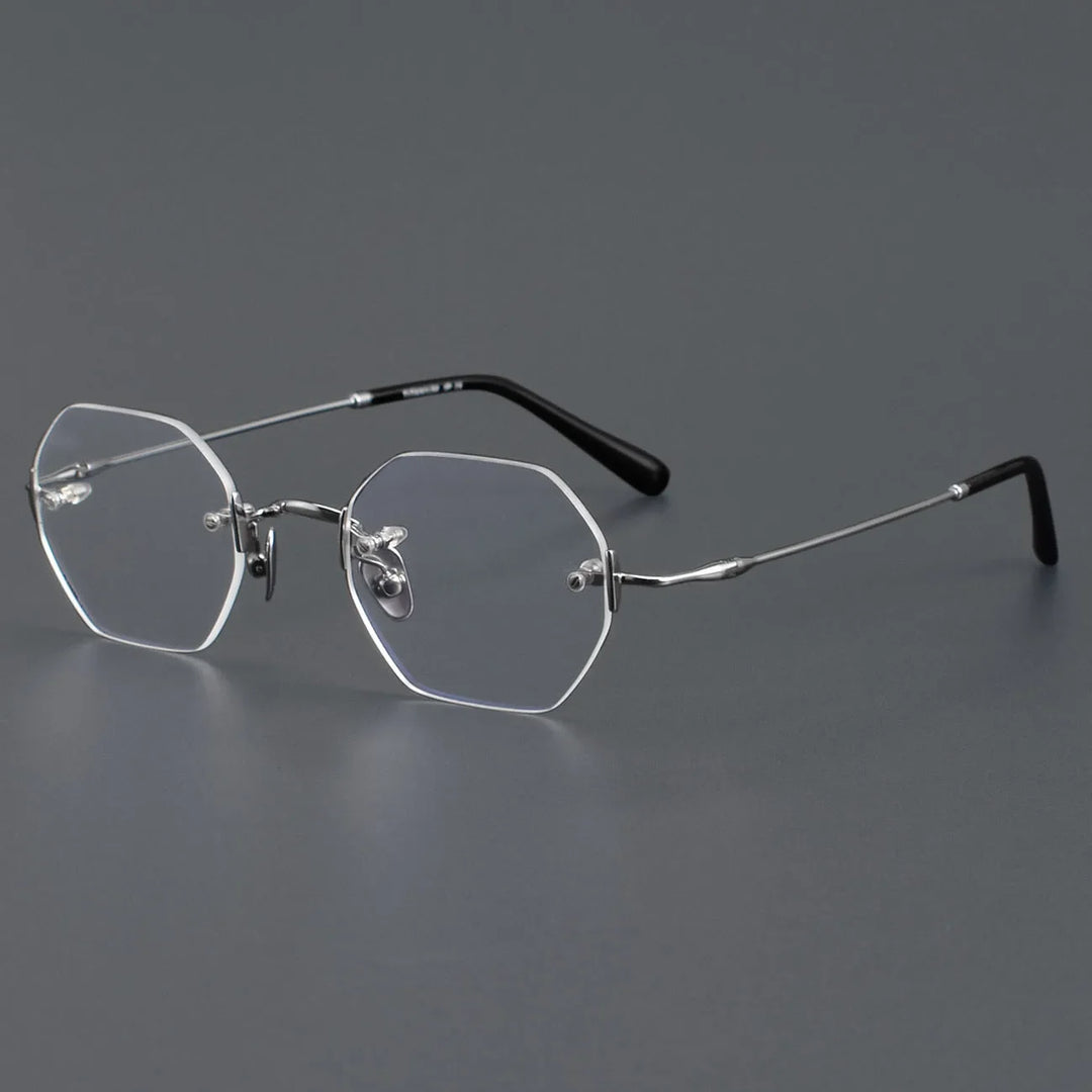 Aror Women's Rimless Polygon Oval Titanium Eyeglasses 4909 Rimless Aror Silver