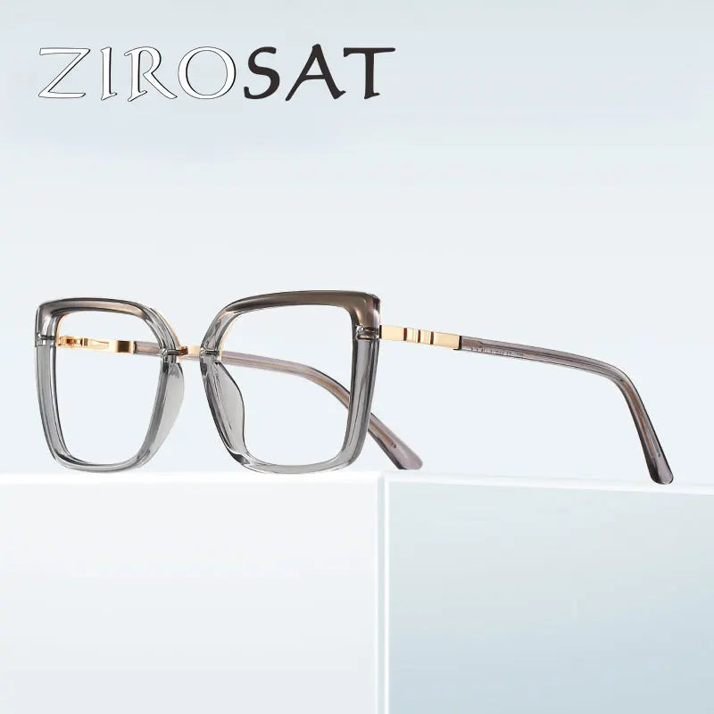 Zirosat Unisex Full Rim Square Cat Eye Tr 90 Alloy Eyeglasses 42224 Full Rim Zirosat