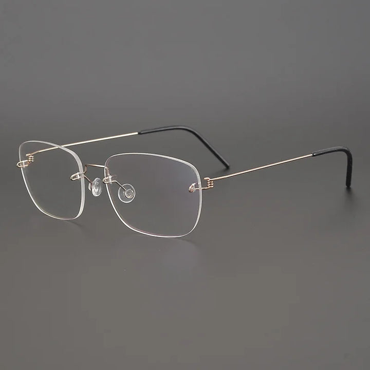 Black Mask Unisex Rimless Square Screwless Titanium Eyeglasses Ld100 Rimless Black Mask Gold  