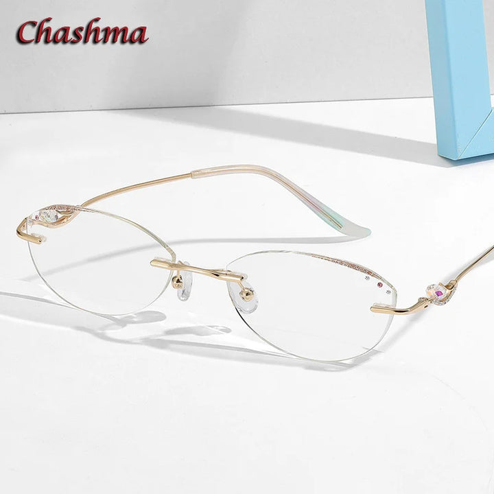 Chashma Ochki Women's Rimless Oval Titanium Eyeglasses 520534