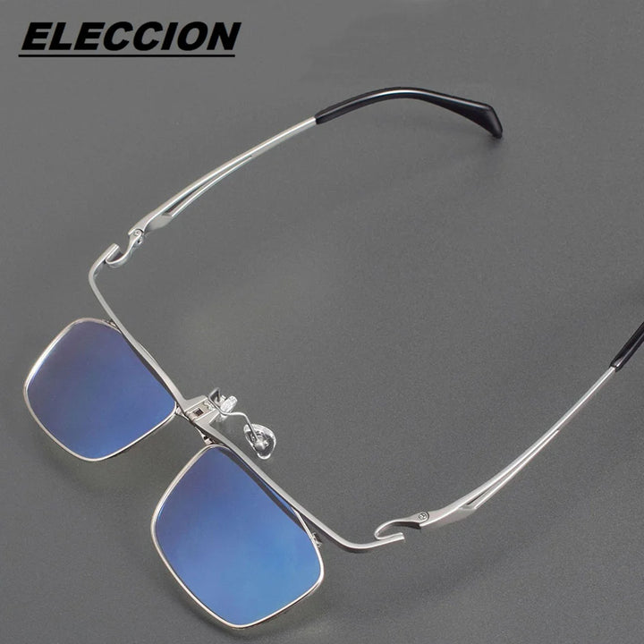 Eleccion Unisex Full Rim Square Titanium 180° Flip Up Eyeglasses 11488