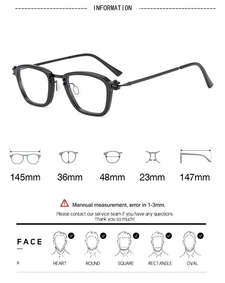 Bobbie Unisex Full Rim Square Acetate Titanium Eyeglasses 965880