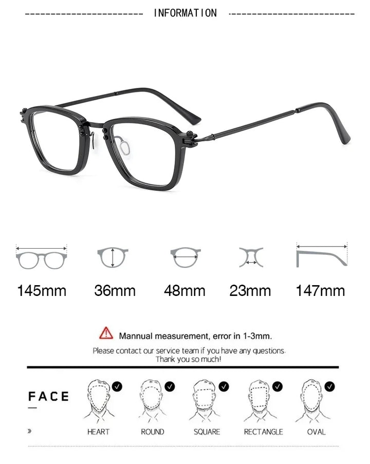 Bobbie Unisex Full Rim Square Acetate Titanium Eyeglasses 965880