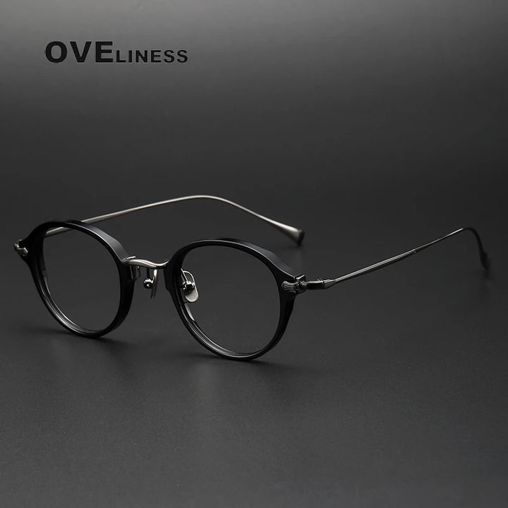 Oveliness Unisex Full Rim Round Acetate Titanium Eyeglasses 369182