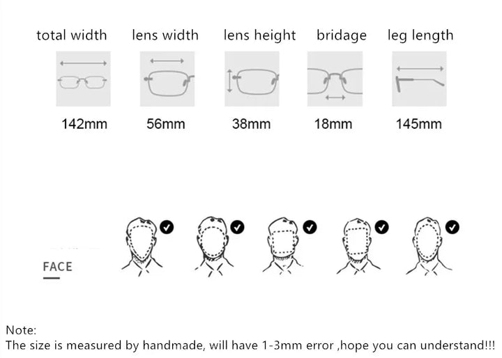 Aimee Men's Rimless Square Polygon Titanium Eyeglasses 14256 Rimless Aimee   