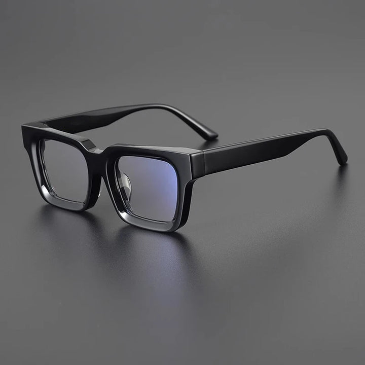Cubojue Unisex Full Rim Square Acetate Reading Glasses M00300 Reading Glasses Cubojue shiny black 0 