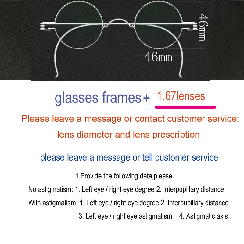 Yujo Unisex Full Rim Round Stainless Steel Custom Eyeglasses Y4042 Full Rim Yujo 167 46 CHINA 