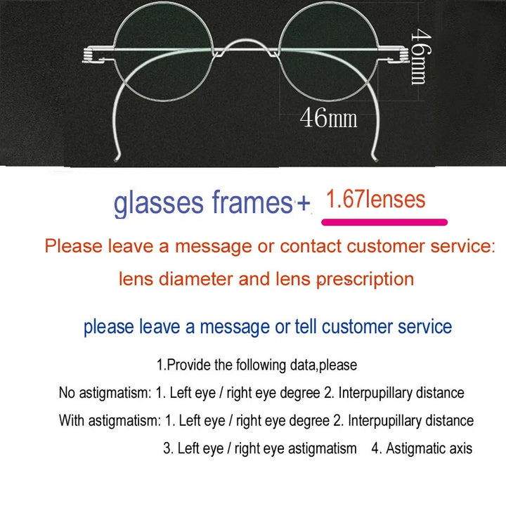 Yujo Unisex Full Rim Round Stainless Steel Custom Eyeglasses Y4042 Full Rim Yujo 167 46 CHINA 