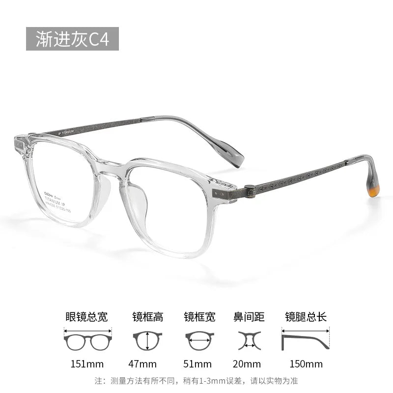 CCspace Men's Full Rim Big Square Acetate Titanium Eyeglasses 314981