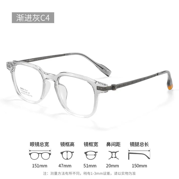 CCspace Men's Full Rim Big Square Acetate Titanium Eyeglasses 314981