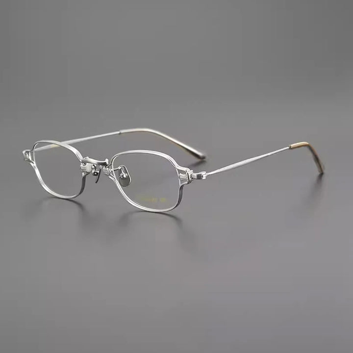 Gatenac Unisex Full Rim Small Square Titanium Eyeglasses Gxyj1216 Full Rim Gatenac Silver  