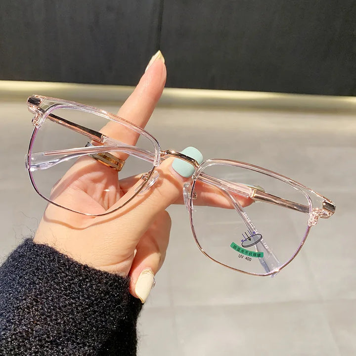 Zirosat Unisex Full Rim Square Tr 90 Alloy Eyeglasses 48018