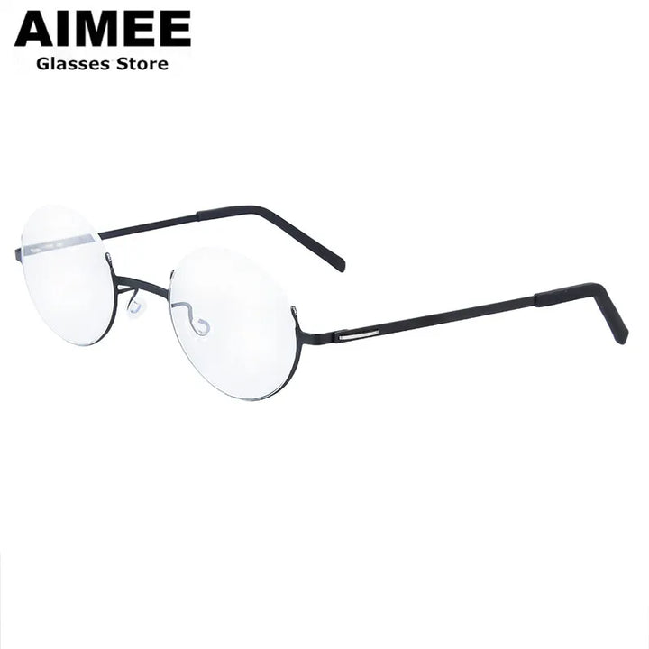 Aimee Women's Semi Rim Round Screwless Titanium Eyeglasses 198802
