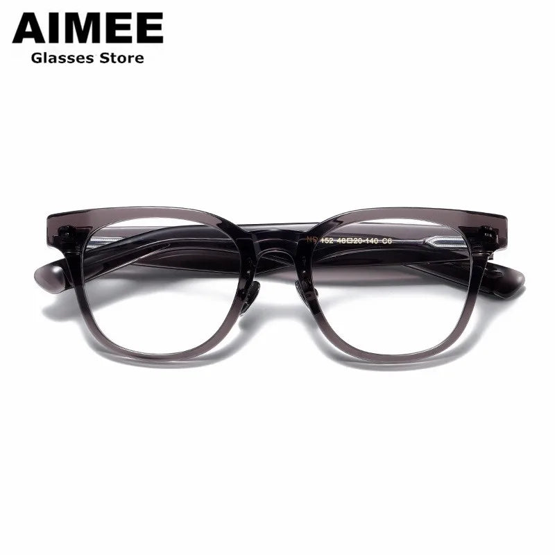 Aimee Unisex Full Rim Square Titanium Acetate Eyeglasses 14152 Full Rim Aimee Grey  