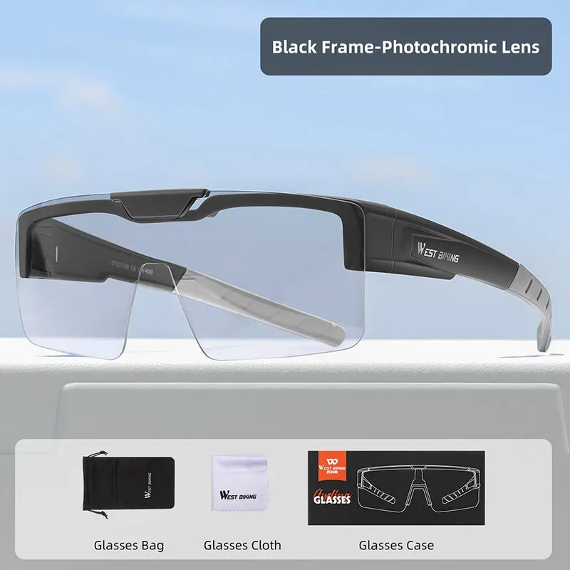 West Biking Unisex Semi Rim Square Flip Up Over Frame Polycarbonate Sunglasses 950703