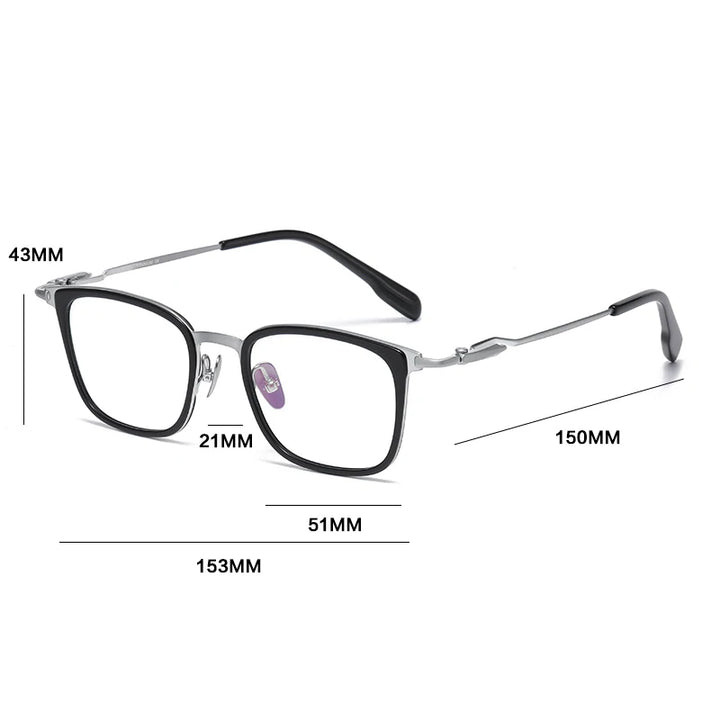 Gatenac Unisex Full Rim Big Square Titanium Acetate Photochromic Reading Glasses 280057