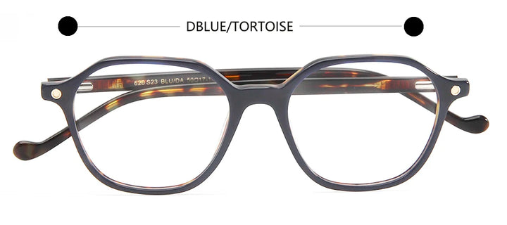 Esnbie Unisex Full Rim Square Polygon Acetate Eyeglasses 62023 Full Rim Esnbie Blue tortoise  