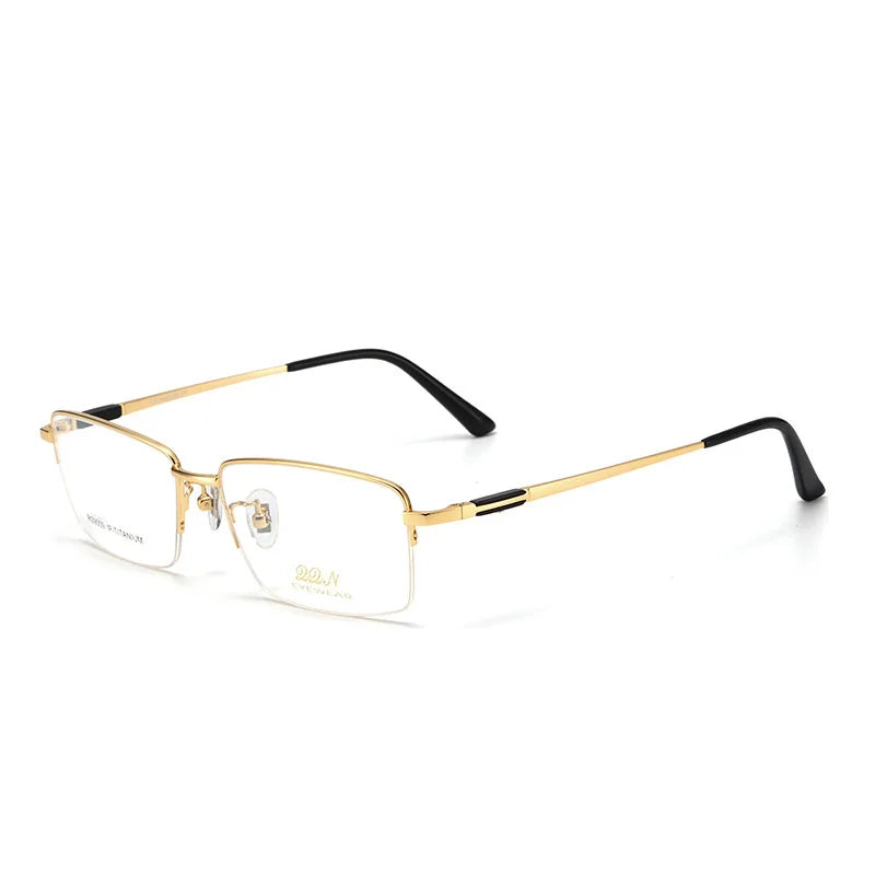 Brightzone Unisex Semi Rim Square Titanium Eyeglasses 71205 Semi Rim Brightzone Gold