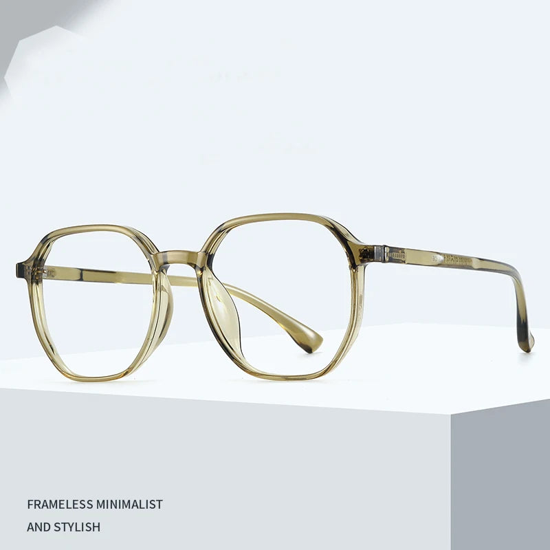 Bclear Unisex Full Rim Polygon Tr 90 Titanium Eyeglasses 90303 Full Rim Bclear   