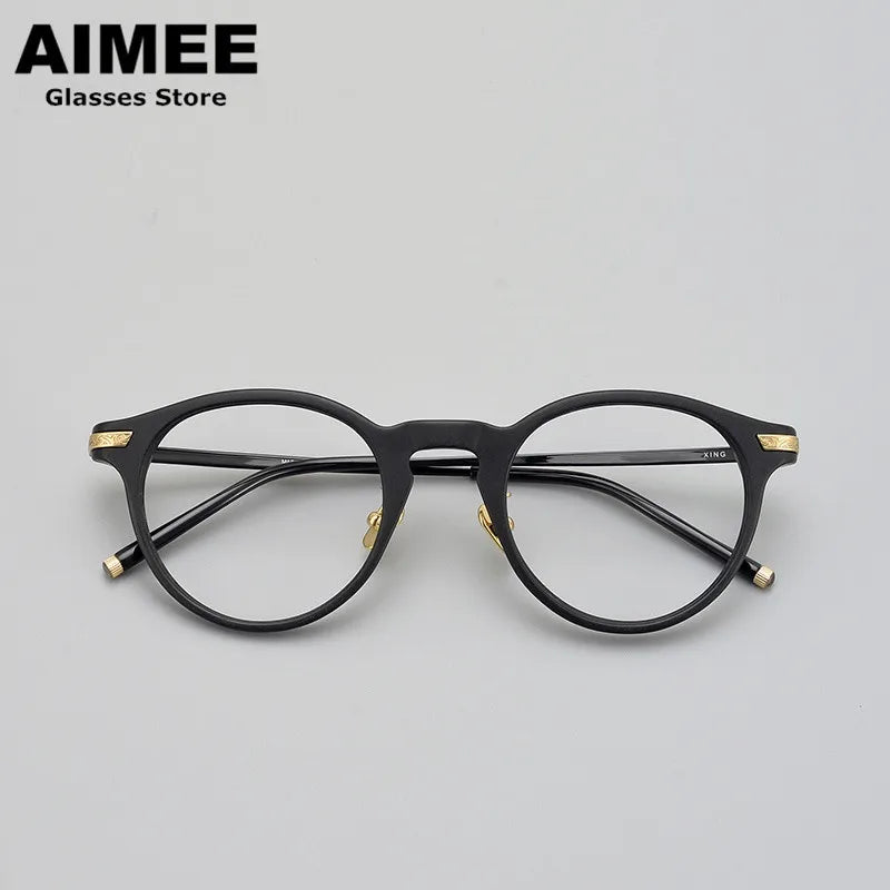 Aimee Unisex Full Rim Round Titanium Acetate Eyeglasses 84994