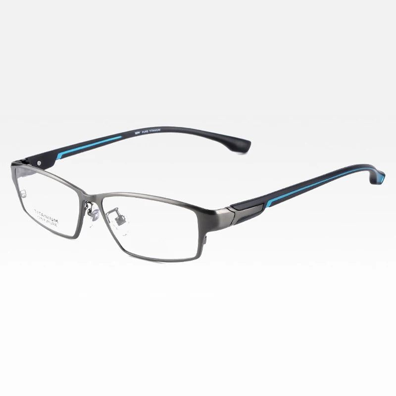 Brightzone Unisex Full Rim Square Titanium Alloy Eyeglasses 71374 Full Rim Brightzone Gray-Blue