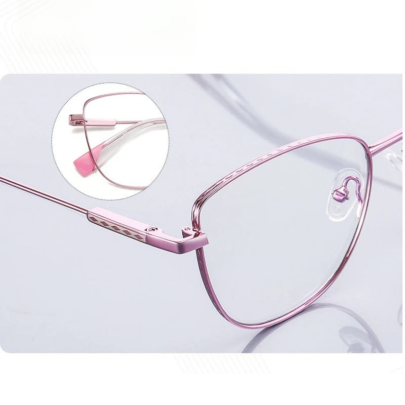 Yimaruili Women's Full Rim Square Cat Eye Alloy Eyeglasses Y3032 Full Rim Yimaruili Eyeglasses   