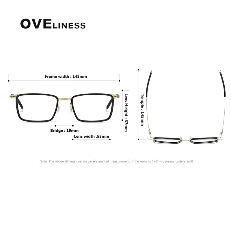 Oveliness Unisex Full Rim Square Acetate Titanium Eyeglasses 82018 Full Rim Oveliness