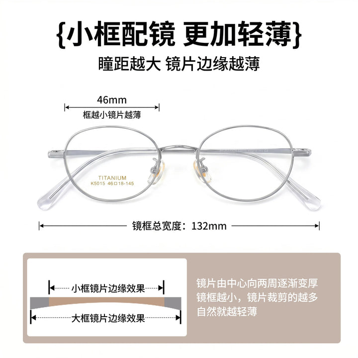 Gmei Optical K5015 women's oval titanium prescription eyeglasses — view 2