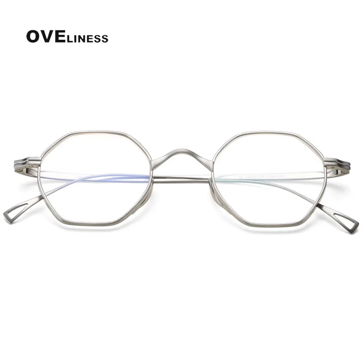 Oveliness Unisex Full Rim Polygon Titanium Eyeglasses 74152 Full Rim Oveliness Silver