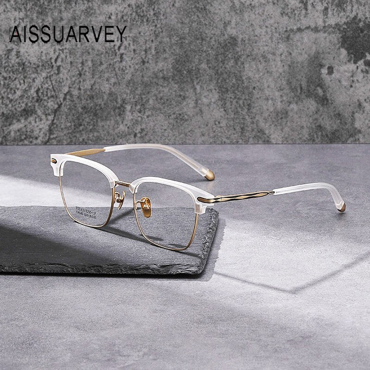 Aissuarvey Unisex Full Rim Square Acetate Titanium Eyeglasses 5218145b Full Rim Aissuarvey Eyeglasses   