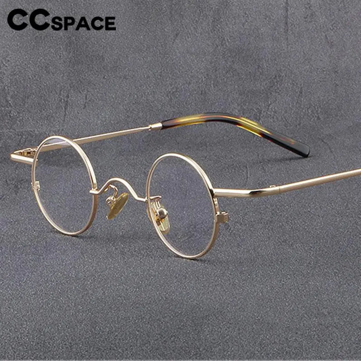 CCSpace Unisex Full Rim Round Titanium Eyeglasses 56948 Full Rim CCspace   