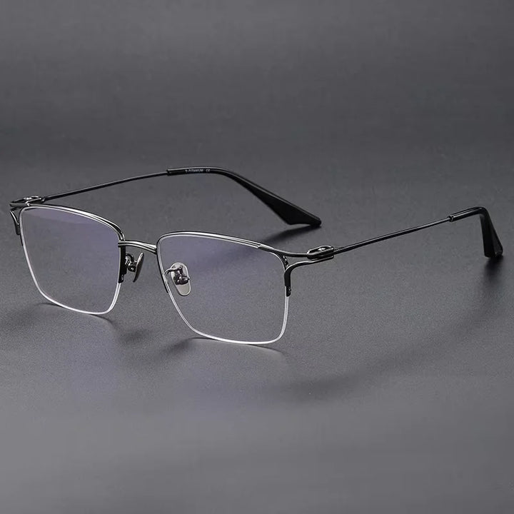 Oveliness Unisex Semi Rim Square Titanium Acetate Eyeglasses 81002 Semi Rim Oveliness gun  