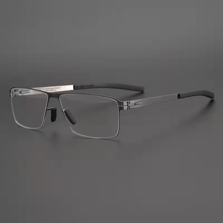 Black Mask Unisex Full Rim Rectangle Screwless Stainless Steel Eyeglasses Ib005 Full Rim Black Mask   