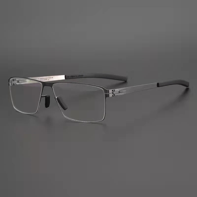 Black Mask Unisex Full Rim Rectangle Screwless Steel Eyeglasses 4795 Full Rim Black Mask   