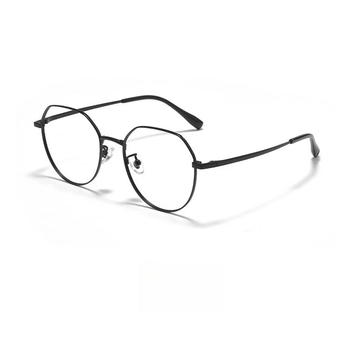 Yimaruili Unisex Full Rim Polygon Titanium Eyeglasses Y0847 Full Rim Yimaruili Eyeglasses Black  