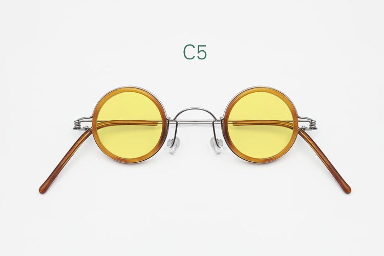 Yujo Unisex Full Rim Small Round Polarized Stainless Steel Sunglasses 32mm Sunglasses Yujo C5 China 