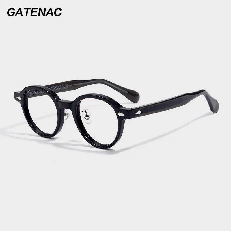 Gatenac Unisex Full Rim Oval Acetate Eyeglasses G1521 Full Rim Gatenac   