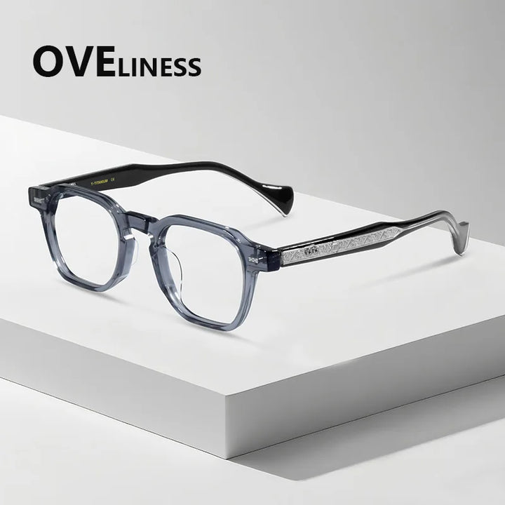 Oveliness Women's Full Rim Polygon Acetate Titanium Eyeglasses 926002