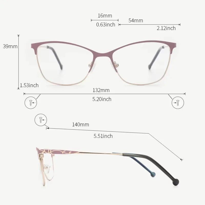 Kansept Women's Full Rim Square Alloy Acetate Reading Glasses 42198 Reading Glasses Kansept   