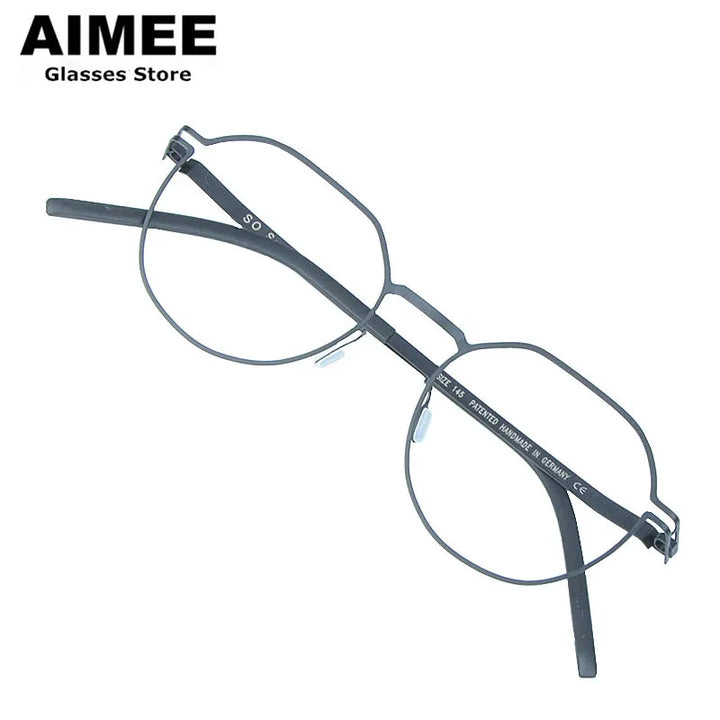 Aimee Women's Full Rim Flat Top Polygon Steel Eyeglasses 13649 Full Rim Aimee Black  