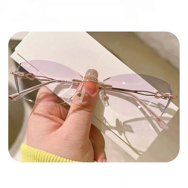 Summer Flower Women's Rimless Oval Titanium Eyeglasses 398112