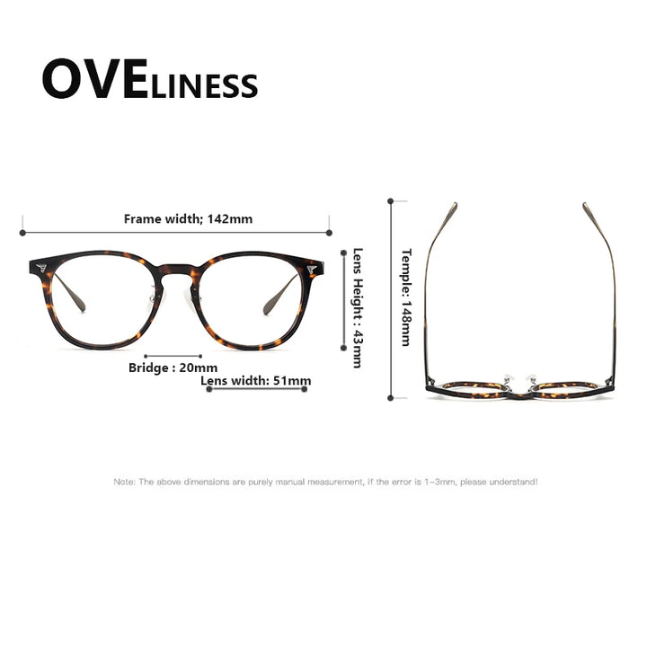 Oveliness Unisex Full Rim Round Acetate Titanium Eyeglasses 39555