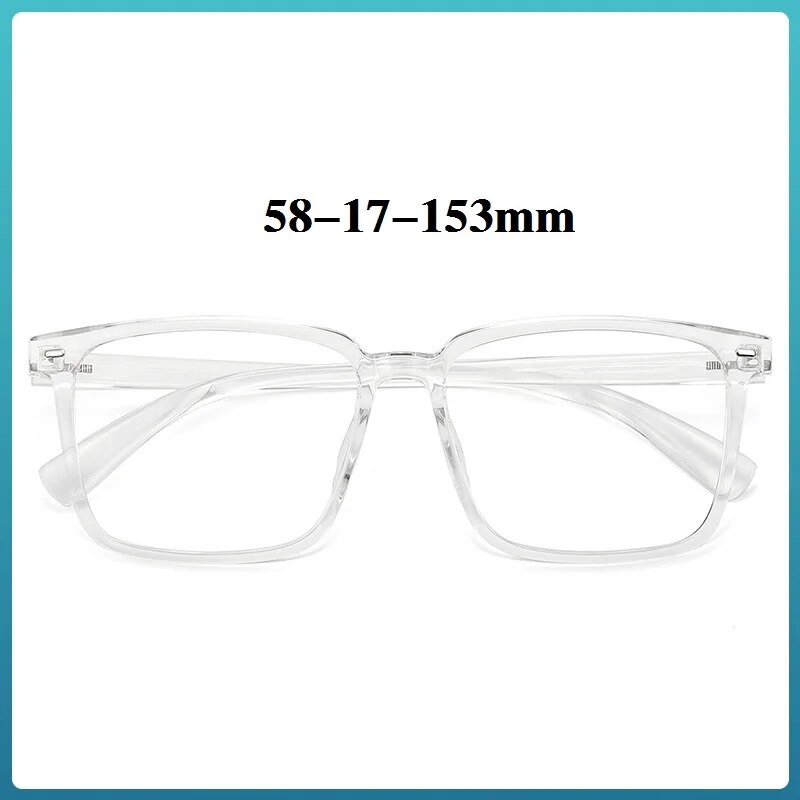 Cubojue Unisex Full Rim Large Square Tr 90 Titanium Frame Eyeglasses Full Rim Cubojue transparent no function lens 0 