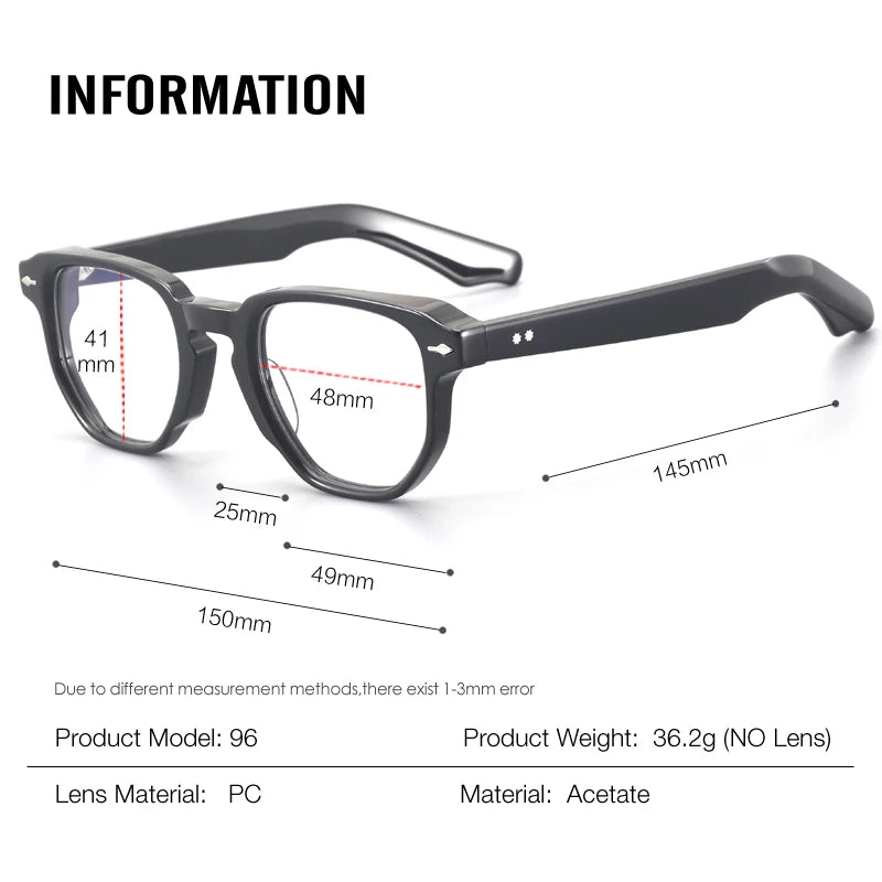Muzz Men's Full Rim Big Square Brow Line Acetate Eyeglasses 921496