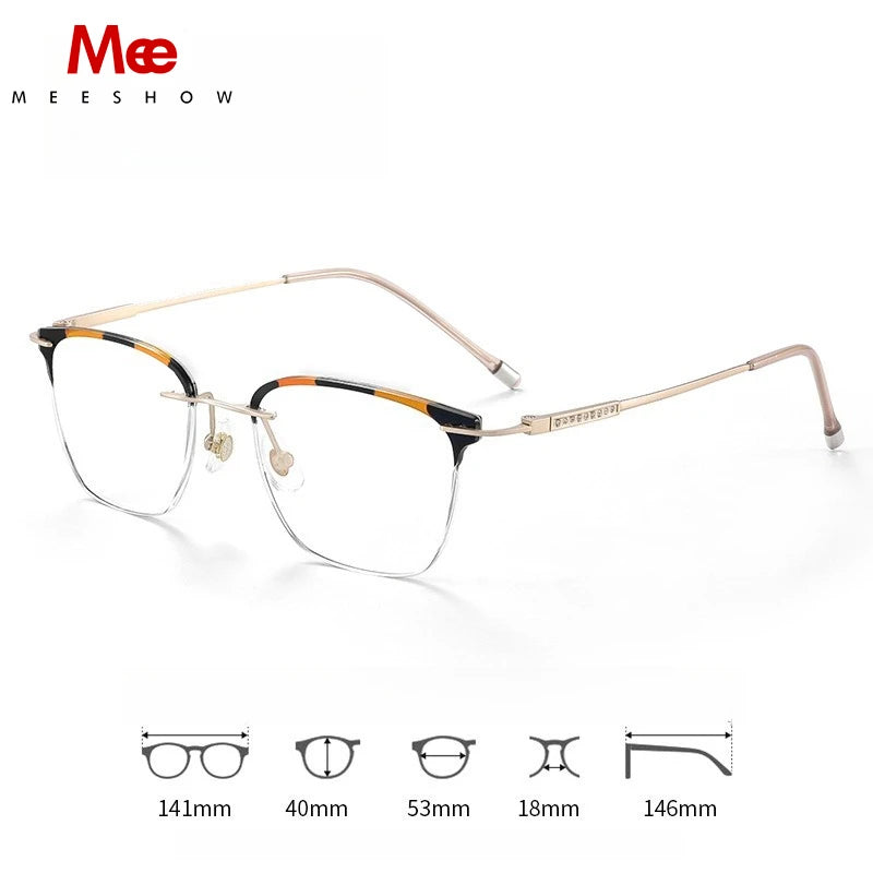 Meeshow Women's Semi Rim Square Tr 90 Titanium Eyeglasses 16112