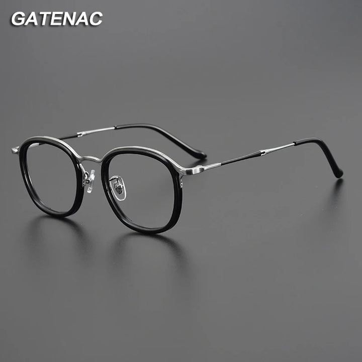 Gatenac Unisex Full Rim Square Titanium Acetate Eyeglasses GXYJ964r Full Rim Gatenac   