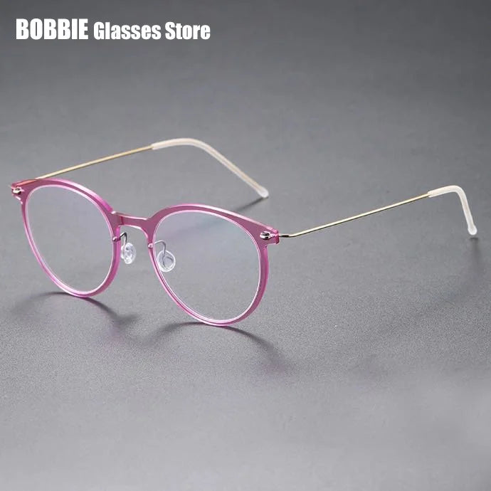 Bobbie Women's Full Rim Round Acetate Titanium Eyeglasses 696537